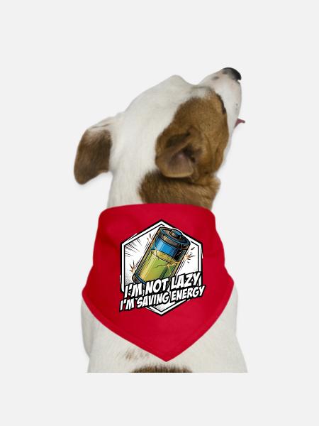 Pas paresseux, je fais économiser de l’énergie sur la batterie - Bandana pour chien - rouge - Devant