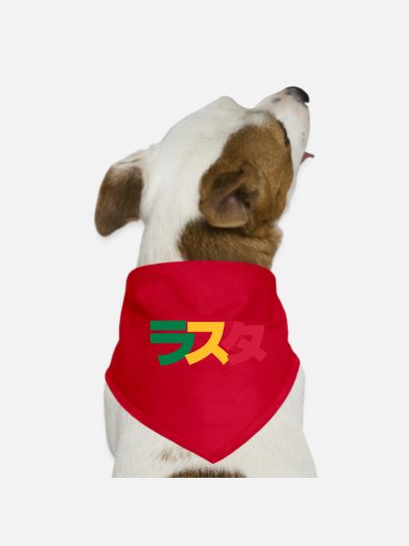 Japonais Rasta ラスタ Vert, Or &Rouge - Bandana pour chien - rouge - Devant