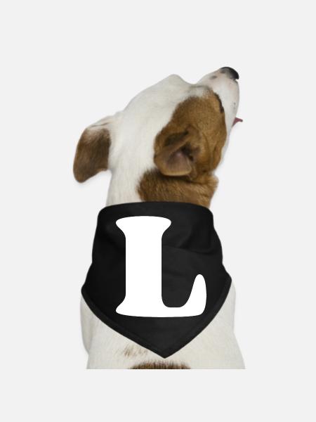 Letter l - Dog Bandana - black - Front