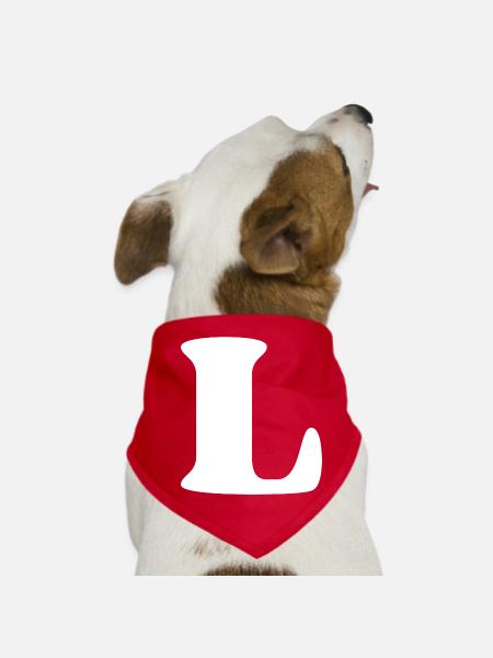 Letter l - Dog Bandana - red - Front