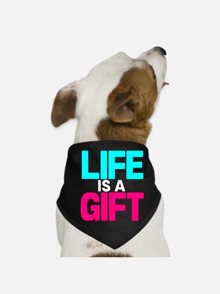 La vie est un cadeau Cyan et Magenta - Bandana pour chien - noir - Devant