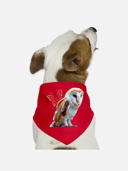Barn owl - Dog Bandana - red - Front