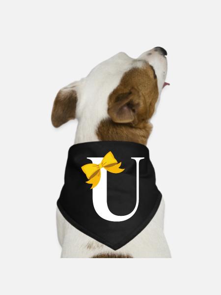 Buchstabe u gelbe Schleife - Hunde-Bandana - Schwarz - Vorne