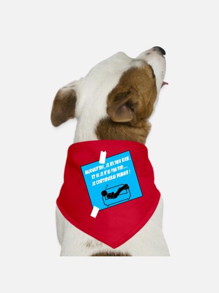 Humoristisches Zitat auf blauem Sofa - Hunde-Bandana - Rot - Vorne