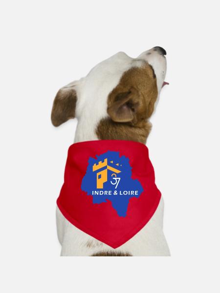 Logo Indre Loire Bleu Or - Bandana pour chien - rouge - Devant