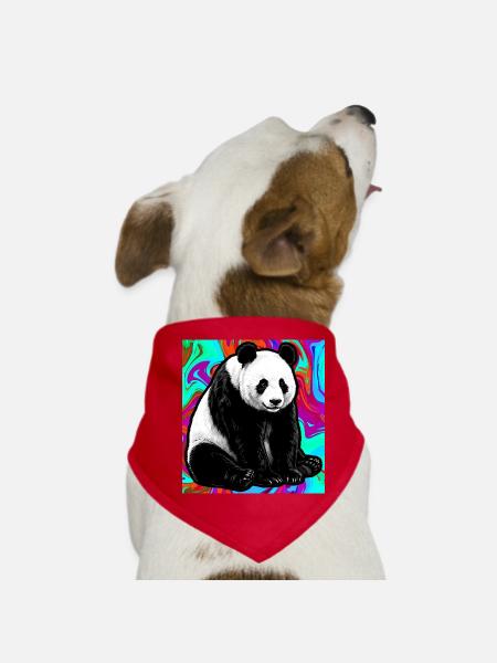 panda - Dog Bandana - red - Front