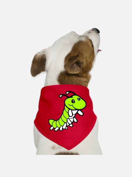 Raupe süß lieb kleine lächelt freundlich glücklich - Hunde-Bandana - Rot - Vorne