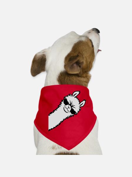 Lama Wütend Guckend Seite Sonnenbrille Cool Sauer - Hunde-Bandana - Rot - Vorne