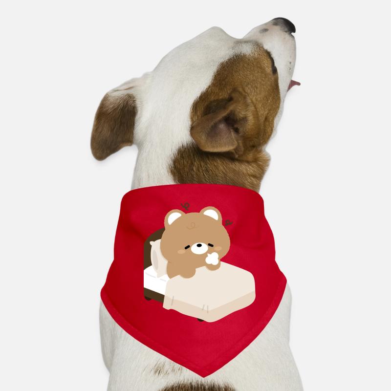 Sleepy Bear on Bed Dog Bandana