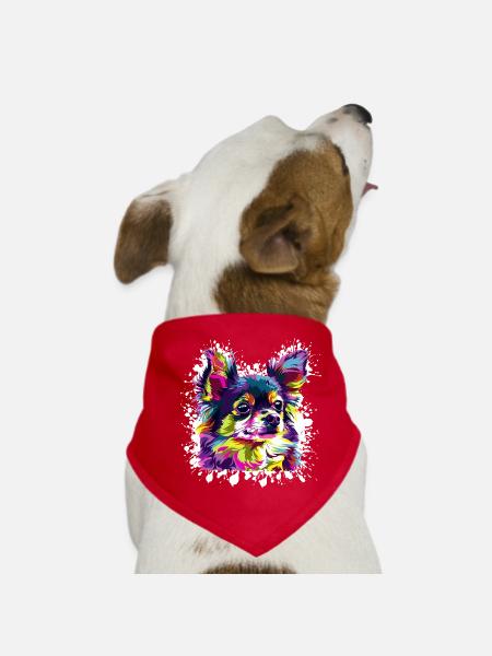 Portrait du chihuahua chien - Bandana pour chien - rouge - Devant