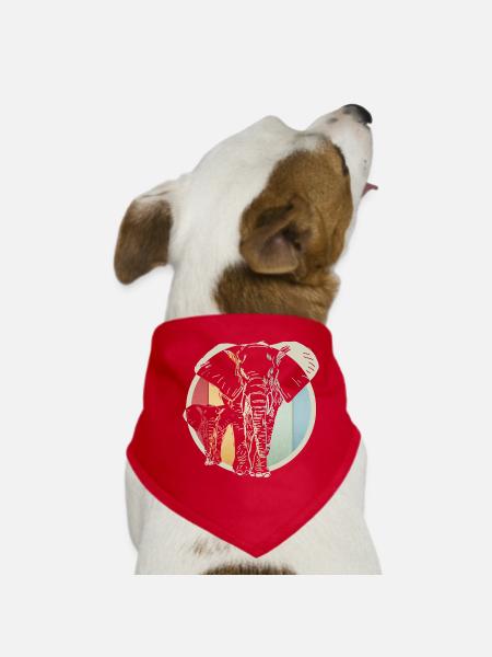 Éléphant rétro coloré - Bandana pour chien - rouge - Devant
