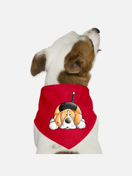 Happy Beagle - Dog Bandana - red - Front