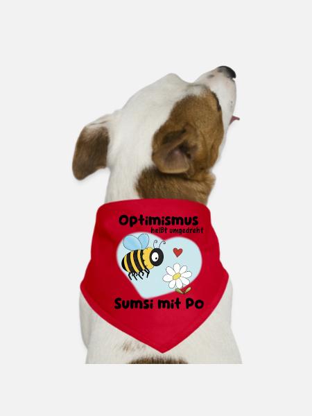 Optimismus Sumsi mit Po - Lustiger Cartoon - Hunde-Bandana - Rot - Vorne