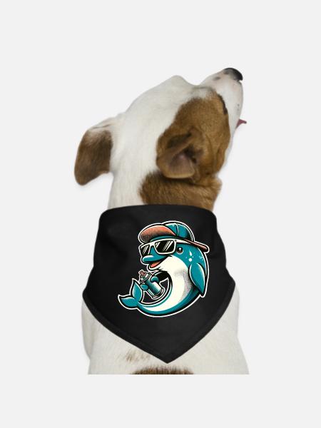 Delfin Graffiti Sprüher Sprühdose - Hunde-Bandana - Schwarz - Vorne
