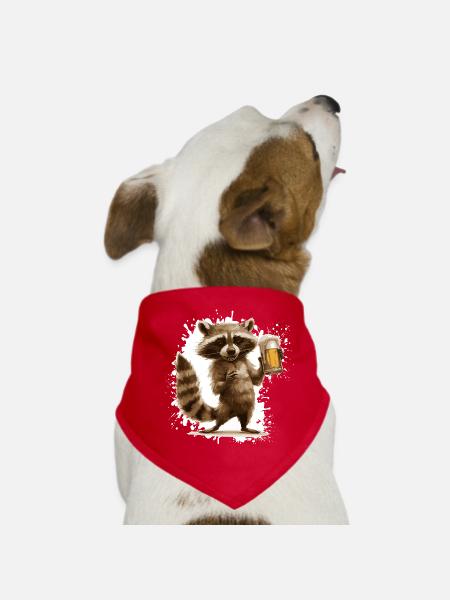 Raccoon Bière Drôle - Bandana pour chien - rouge - Devant