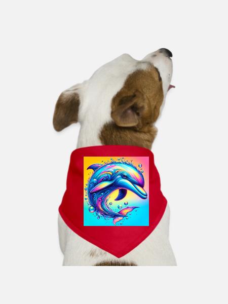 Delfin - Hunde-Bandana - Rot - Vorne