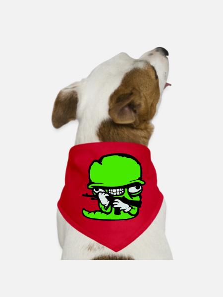 Wurm Soldat Verrückt Helm Waffe Aggressiv Wild Fun - Hunde-Bandana - Rot - Vorne