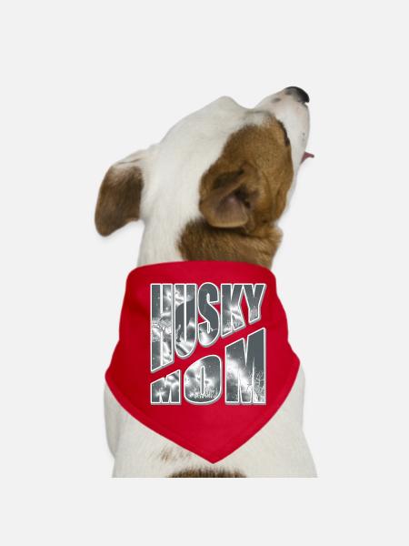 Husky Mom in the Snow - Dog Bandana - red - Front