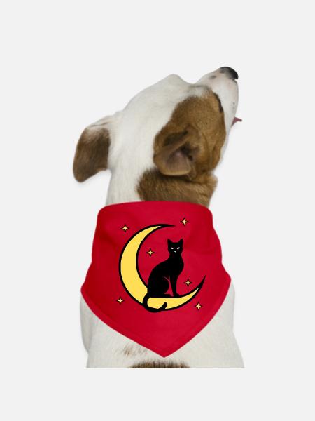 Katze Mond Sterne Hexerei - Hunde-Bandana - Rot - Vorne