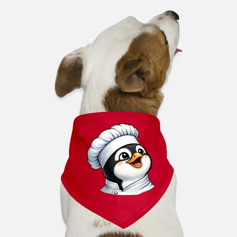 Fröhlicher Pinguin Koch Cartoon Küchenspaß Essen Hunde-Bandana