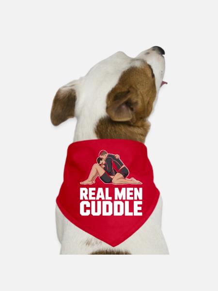 De vrais hommes câlinent Brazilian Jiu Jitsu MMA Judo BJJ - Bandana pour chien - rouge - Devant