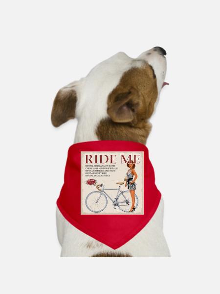Ride Me - ride a bicycle - Dog Bandana - red - Front