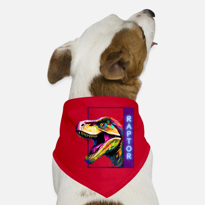 Neon Raptor - Multicolored Velociraptor Artwork Dog Bandana