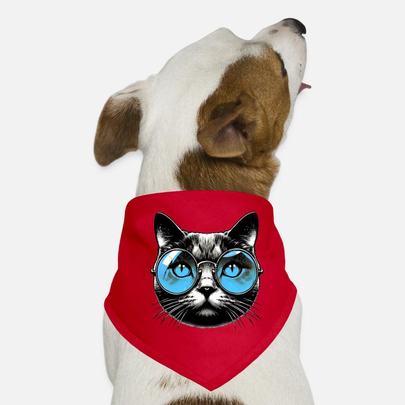 Katze mit Brille Hunde-Bandana
