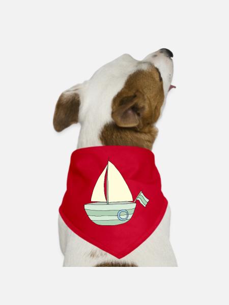 Playful sailboat pattern - Dog Bandana - red - Front