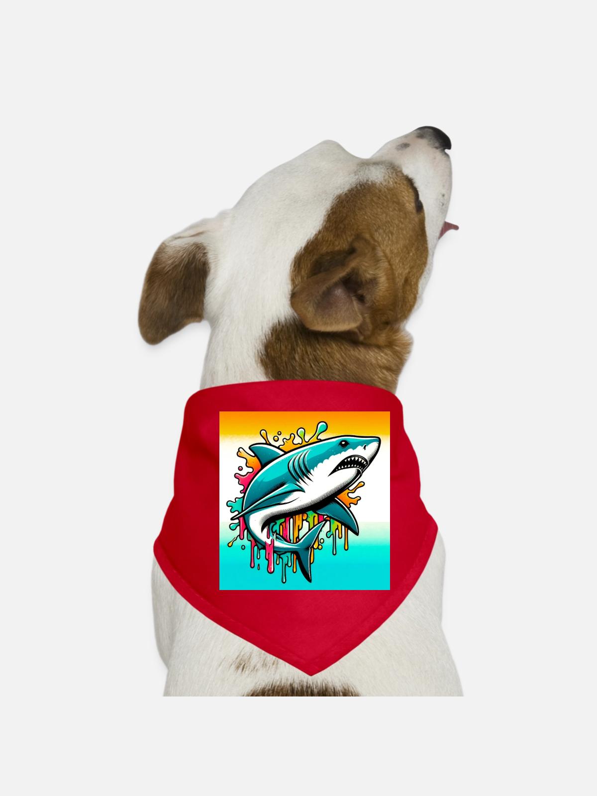 Shark - Dog Bandana - red - Front