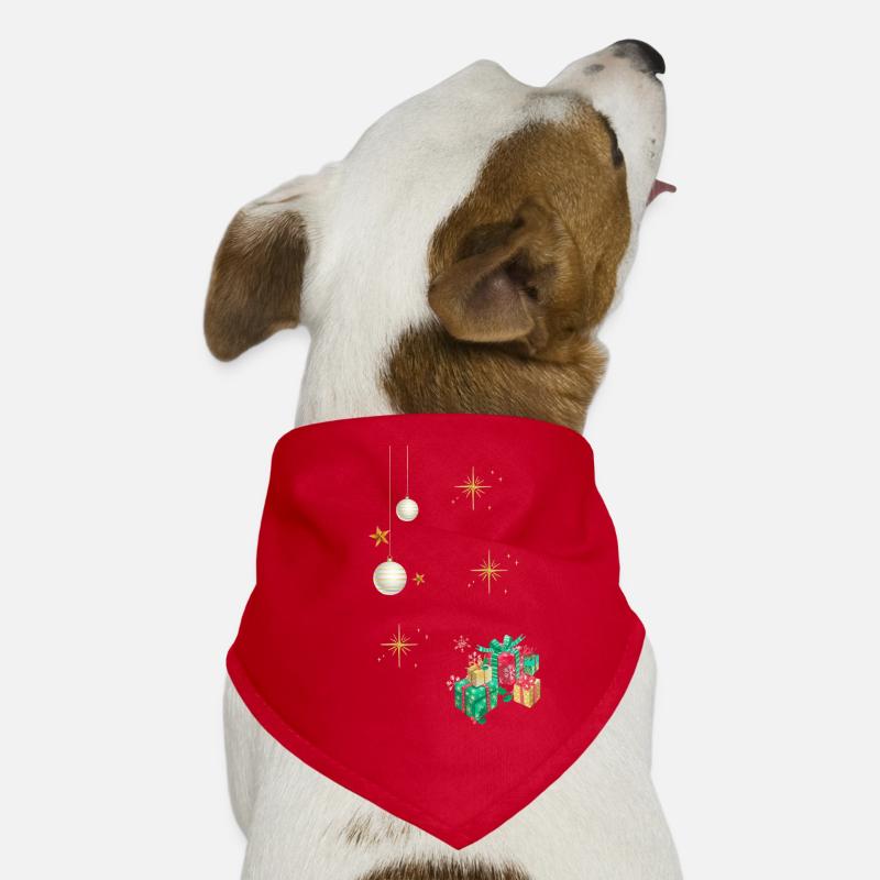 Boules de célébration dorées et cadeaux Bandana pour chien
