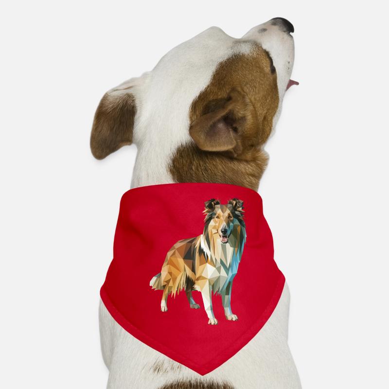 Border Collie - Cooles Low Poly Logo - Hunde-Bandana - Rot