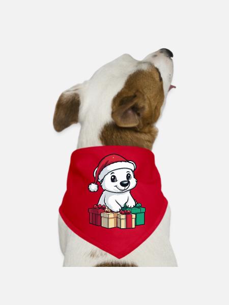 Polar Bear Christmas Gifts Polar Bear - Dog Bandana - red - Front