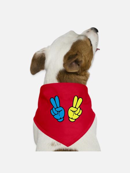 hand peace comic symbol frieden - Hunde-Bandana - Rot - Vorne