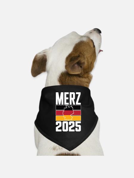 Merz Chancelier 2025 Chancelier fédéral Élection au Bundestag - Bandana pour chien - noir - Devant