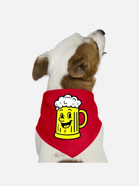 Beer Mug Comic Beer - Dog Bandana - red - Front