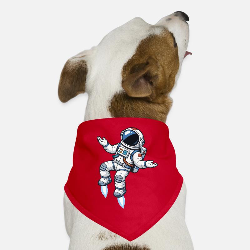 Floating cartoon astronaut with rocket propulsion Dog Bandana