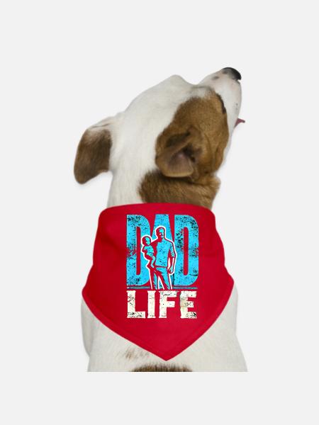 Dad Life Duo Silhouette Graphic, Best Fathers  - Dog Bandana - red - Front