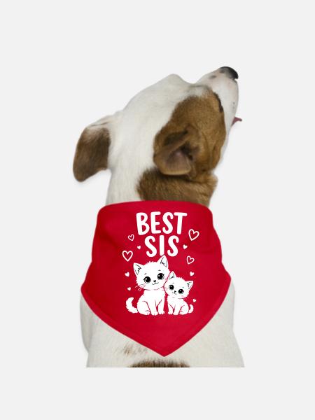 Beste Schwester Katzen Schwestern Best Sis Katze - Hunde-Bandana - Rot - Vorne