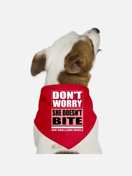 Don't worry she doesn't bite dogs funny sayings - Dog Bandana - red - Front