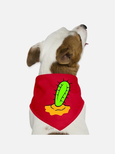 Kaktus Pflanze Stachelig Stacheln Wüsten Kakteen - Hunde-Bandana - Rot - Vorne