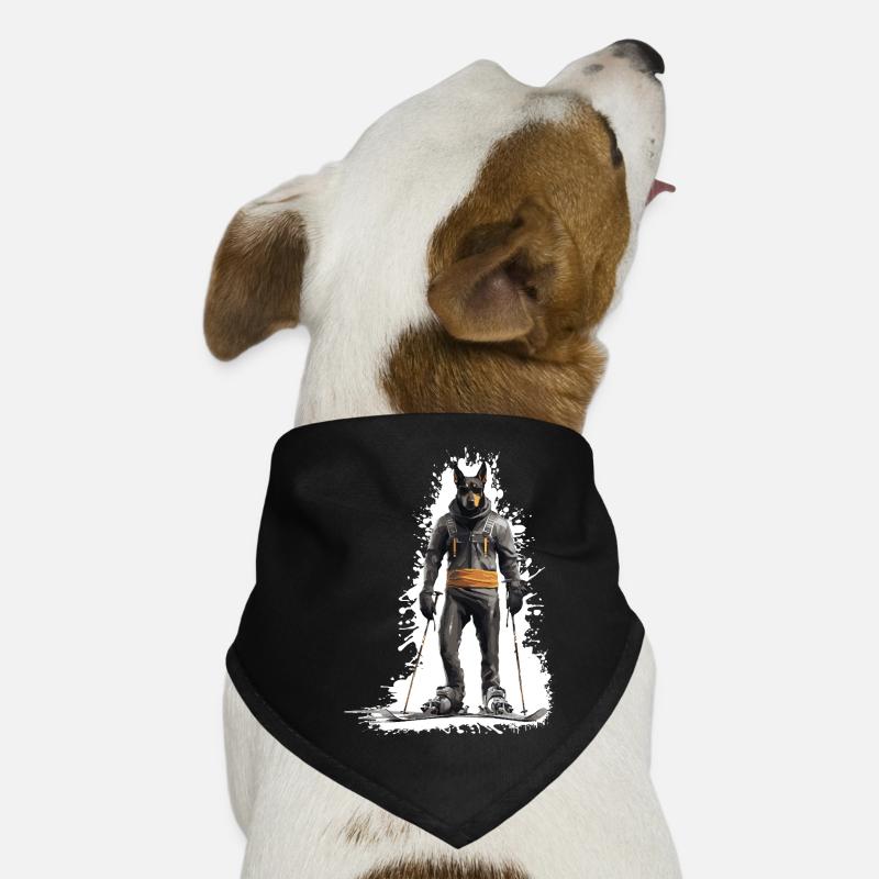 Doberman Hund Ski Skifahren Hunde-Bandana