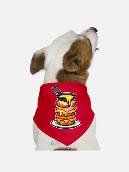 Raclette with Melting Mountain Cheese and Fondue - Dog Bandana - red - Front