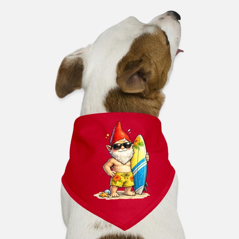 Cooler Gartenzwerg mit Surfbrett   Hunde-Bandana