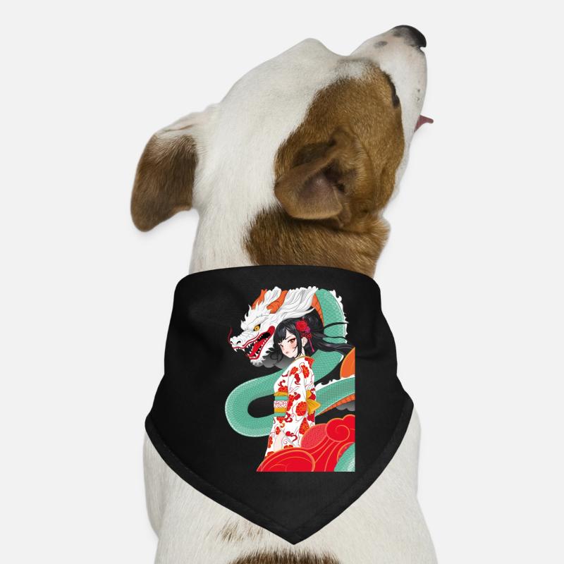 Anime Style Geisha with Dragon Dog Bandana