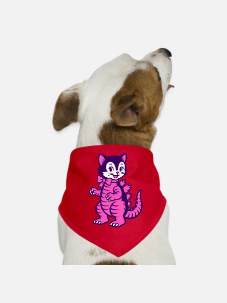 Monster Cat - Hunde-Bandana - Rot - Vorne