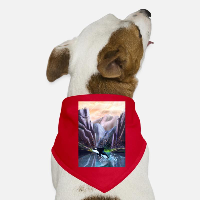 Orcas springen im Bergtal Hunde-Bandana