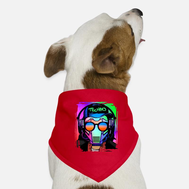 Psychedelic / Techno / Minimal Head Design Hunde-Bandana