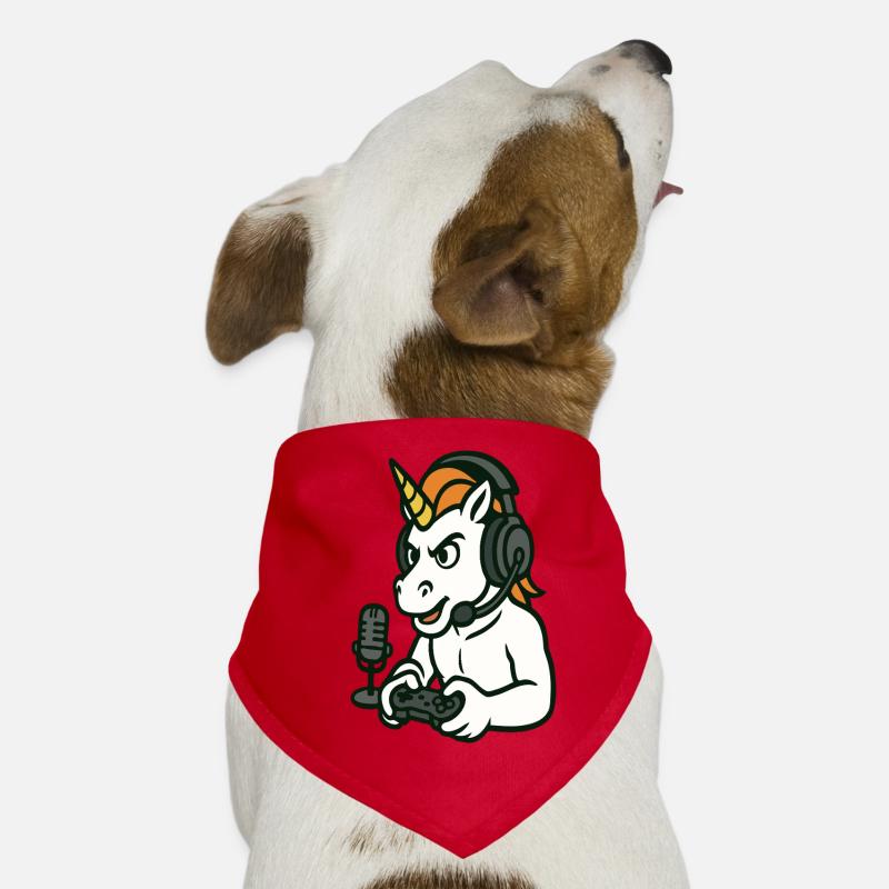 Gamer Unicorn mit Headset-Raserei-Modus Hunde-Bandana