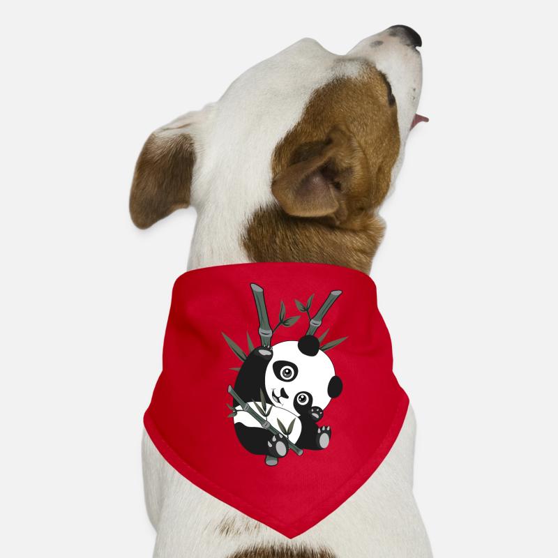 Panda - Bambou - Bandana pour chien - rouge